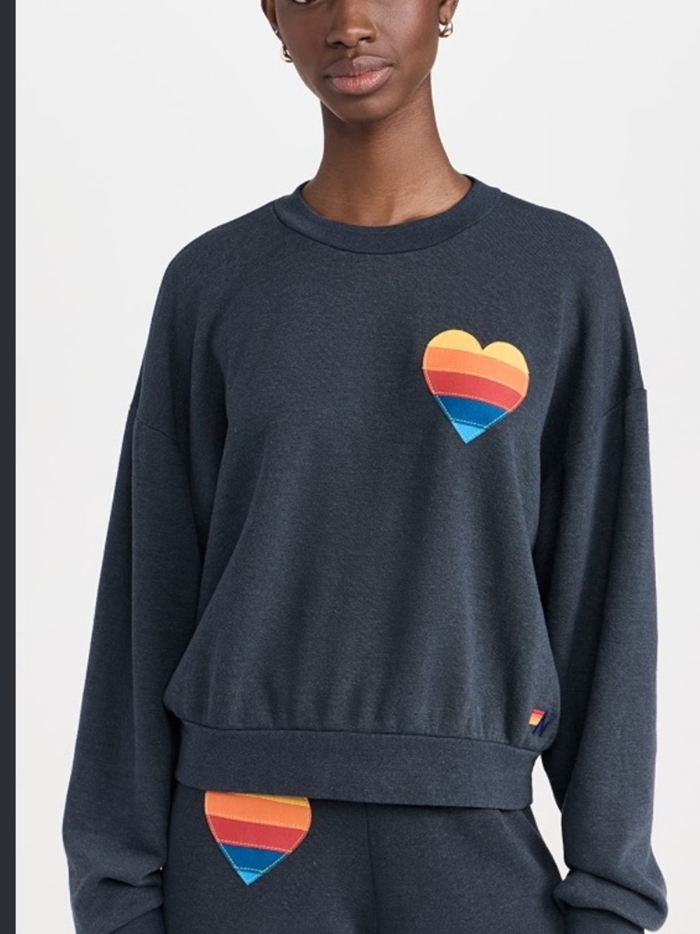 Aviator Nation Dark Heather Navy Heart Patch Sweatshirt